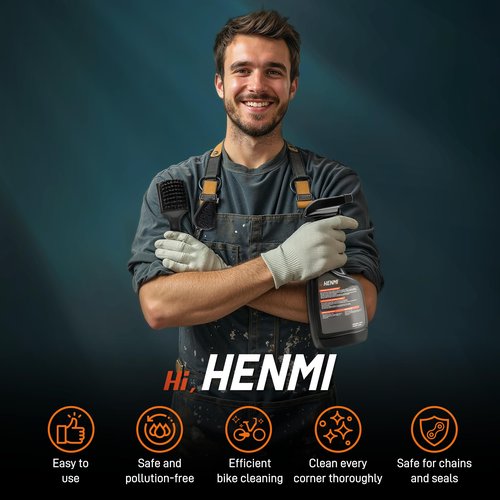 HENMI Bike Cleaning Kit and Chain Oil Lubricant with Bicycle Degreaser 500ML,Bike Chain Lube 100ML,Cleaner Brush Tool,Rear Cogs,Chainrings,Suitable for All Types
