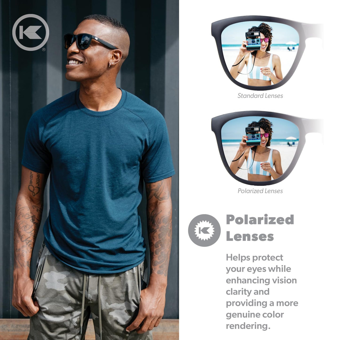 Knockaround Square Polarized Sunglasses for Men & Women - UV400 Protection