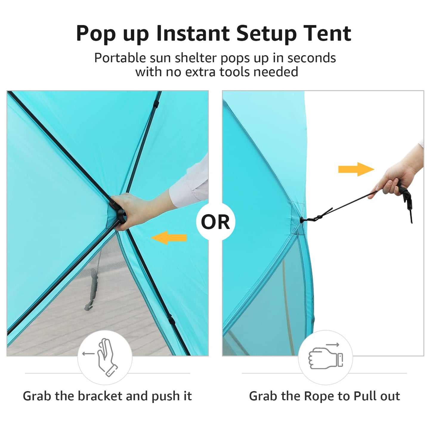Old Bahama Bay Pop Up Beach Tent, Portable Shade Sun Shelter UPF50+ UV Protection for 4 Person Extendable Floor for Fishing Hiking Camping, Waterproof Windproof(Blue)