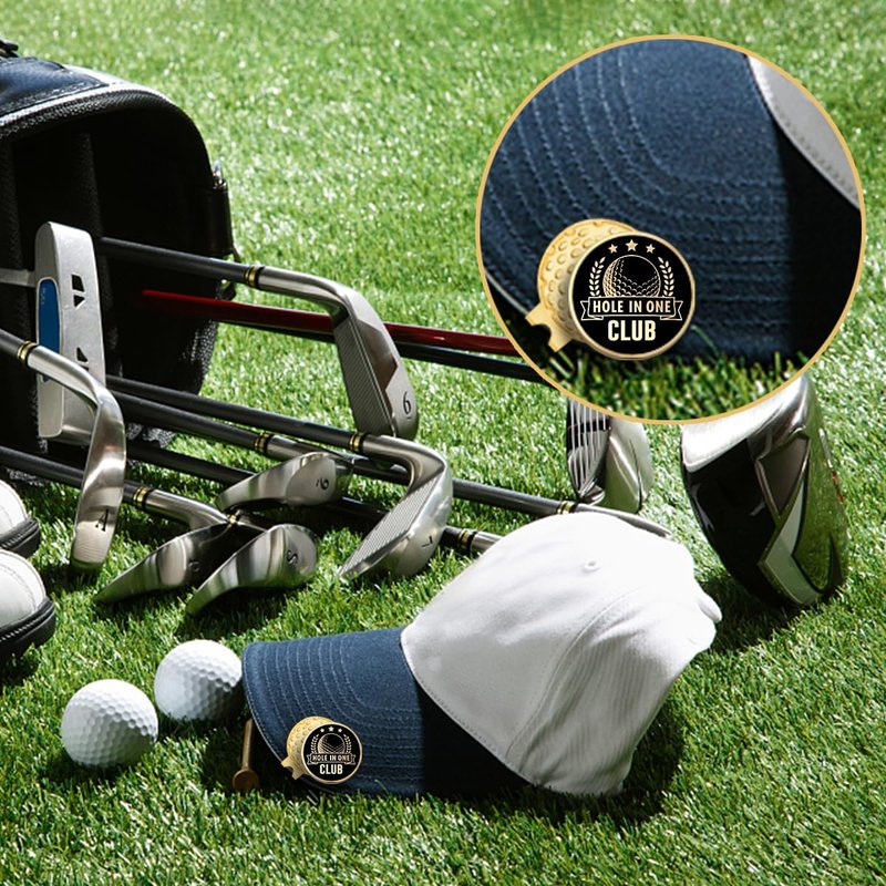 GEYGIE Hole in One Club Black Gold Golf Ball Marker with Magnetic Hat Clip, Golf Accessories for Men Women, Golf Gifts for Men Women Golfer, Birthday Retirement Gifts for Golf Lover Golf Fan?B?