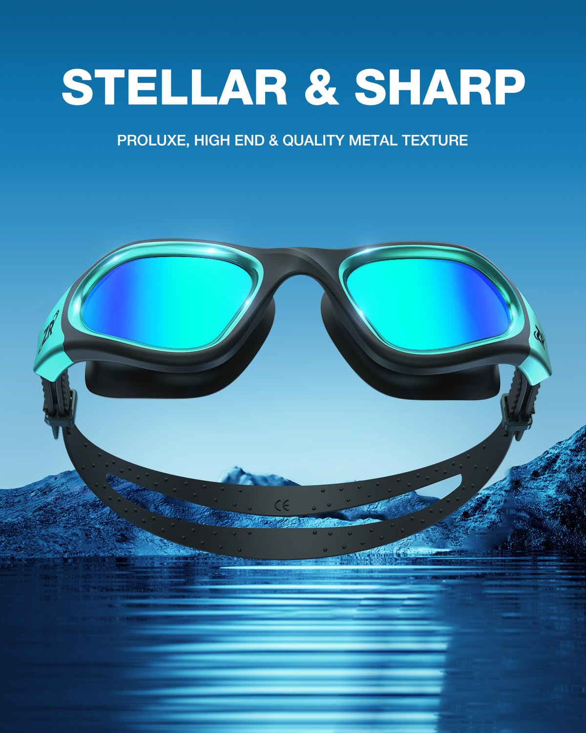 ZIONOR Swim Goggles, G1 MAX Polarized Anti-fog Swimming Goggles for Men Women Adult, UV Protection Leakproof Easy Adjustable Strap for Indoor Outdoor Swimming (Polarized + Gold)