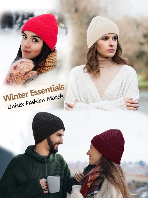 Satin Lined Beanie for Women Men, Silk Lined Beanies, Wool Warm Knit Cuffed Winter Hat Womens Skull Cap
