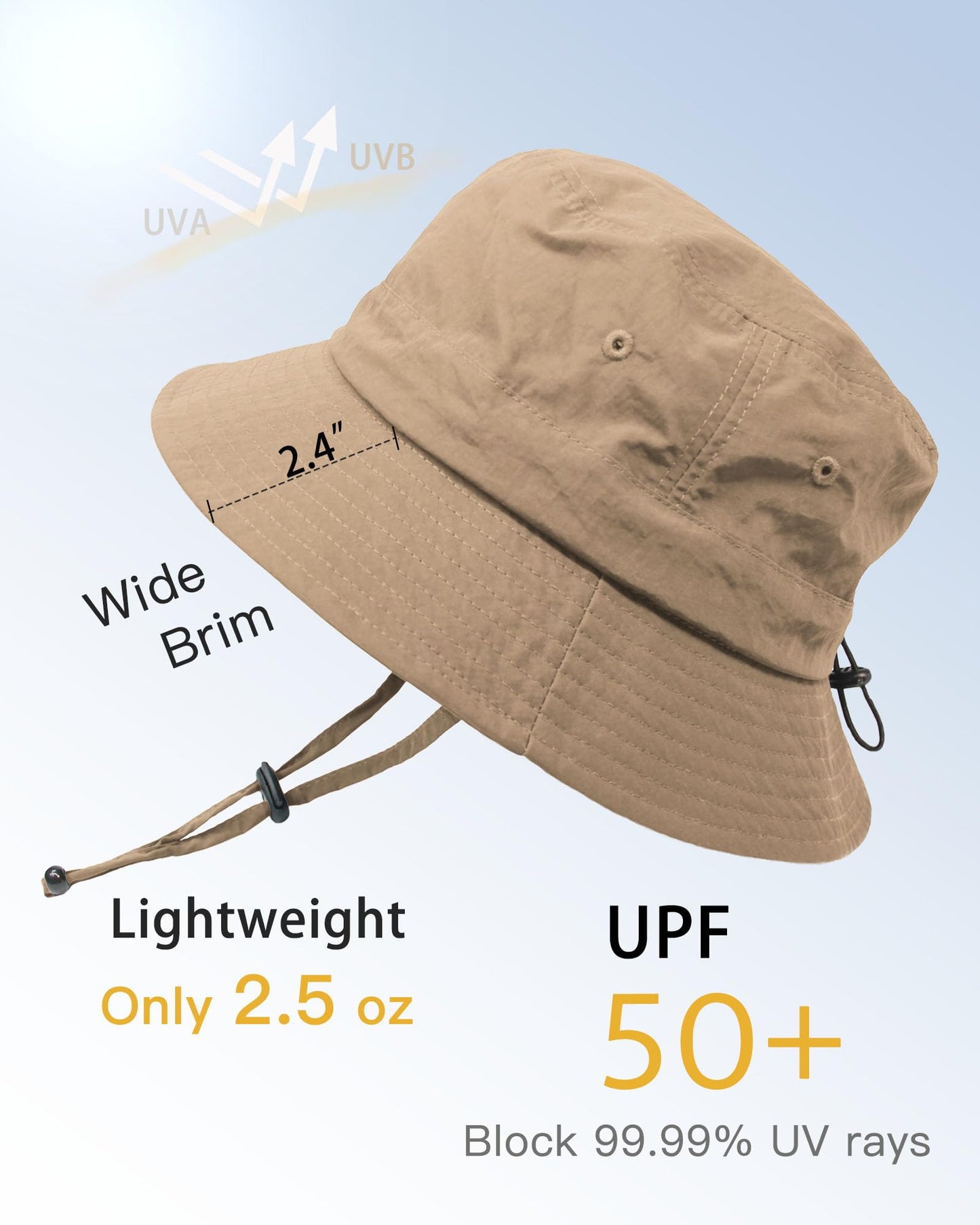 TILUYAMO Waterproof Bucket Hat Rain Hat for Women Men UV Protection Packable Sun Hat Fishing Hiking (Khaki)