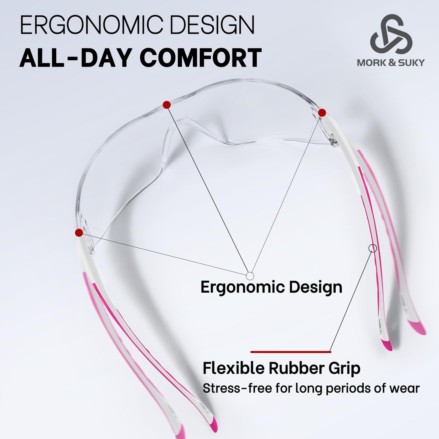 MORK&SUKY Safety Glasses Anti-Fog, Impact-Resistant with UV400 Protection - Lightweight Comfort for Industrial Work, Sports, Outdoor Activities (Clear Lens, Wraparound Design)