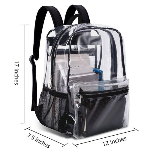 KekeInt'l Clear Backpack Heavy Duty PVC Clear Backpack, 40lbs(Black)