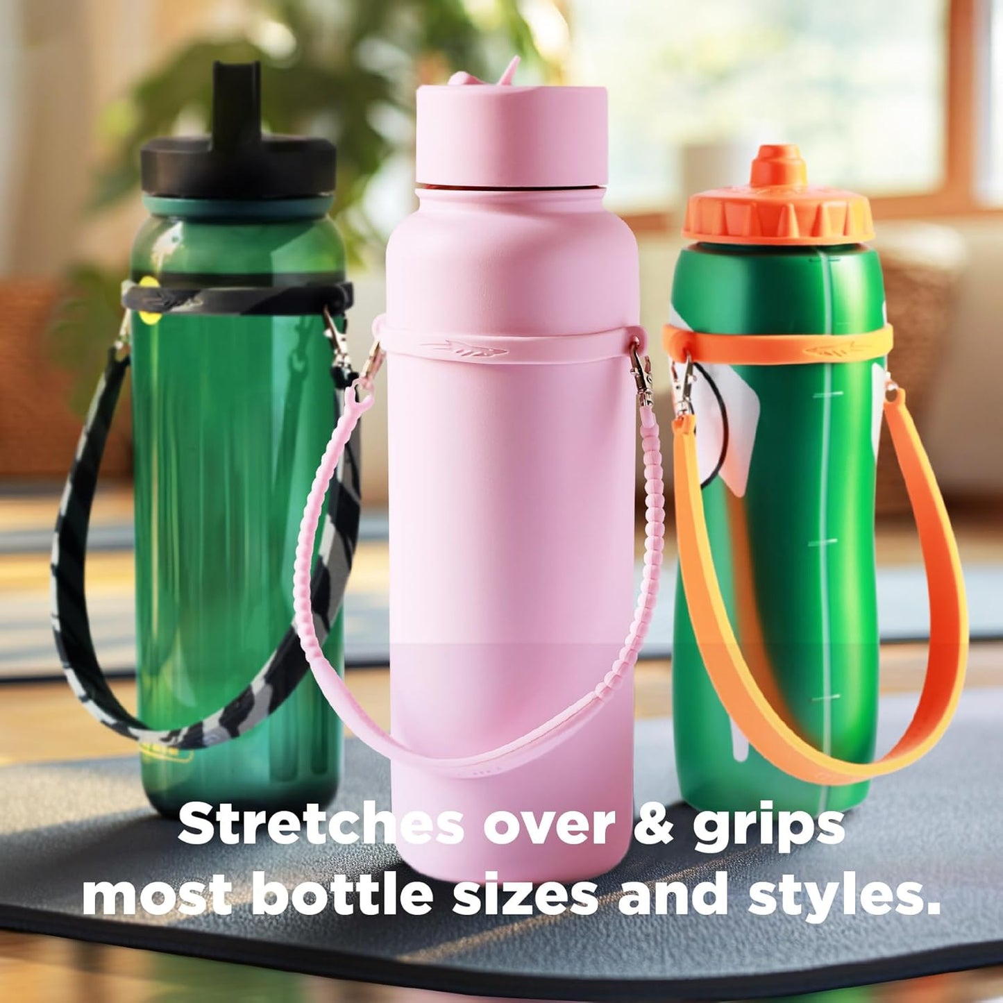 Pilotfish Water Bottle Strap - Heavy Duty Handle for Most Bottle Sizes | Dishwasher Safe with Removable Clips