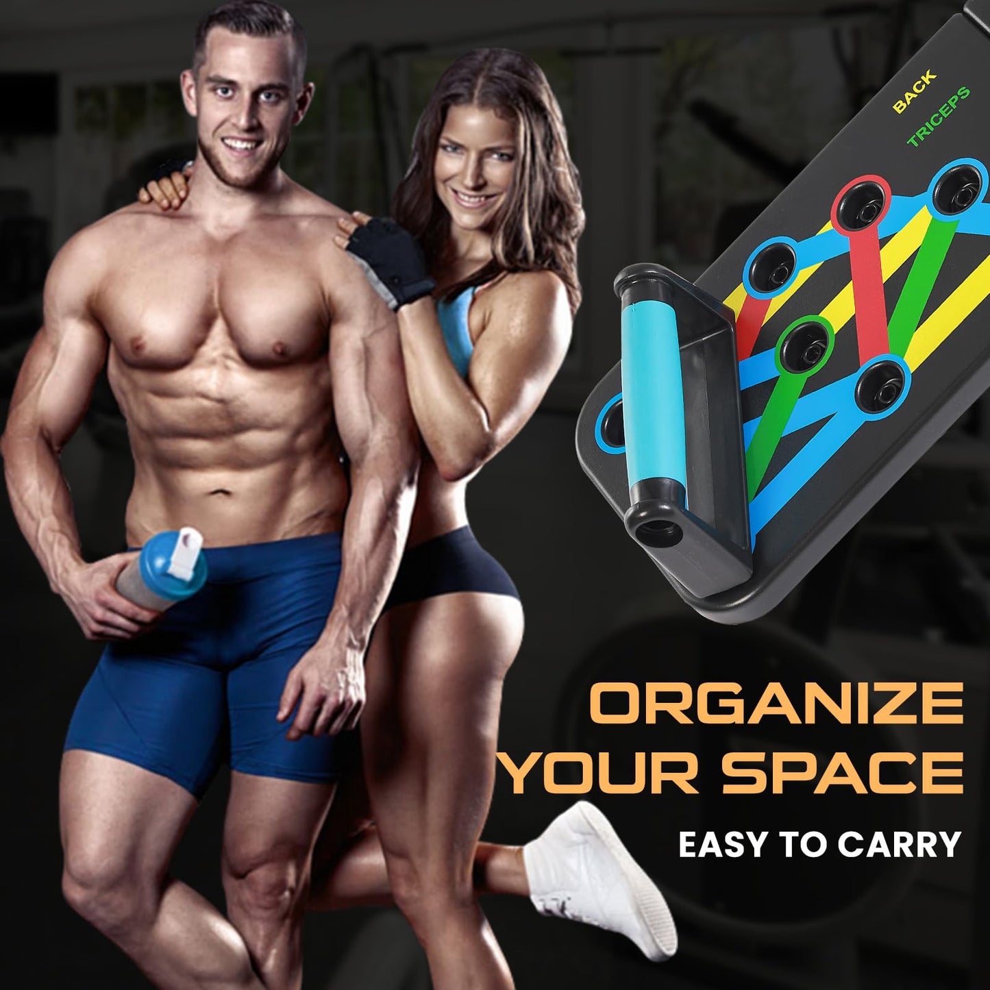 Push Up Board with Adjustable Jump Rope | Push Up Board for Men & Women | Multi-functional Push Up Bar System | Perfect Pushup Board for Exercise | Home Workout Equipment (9 in 1 Black)