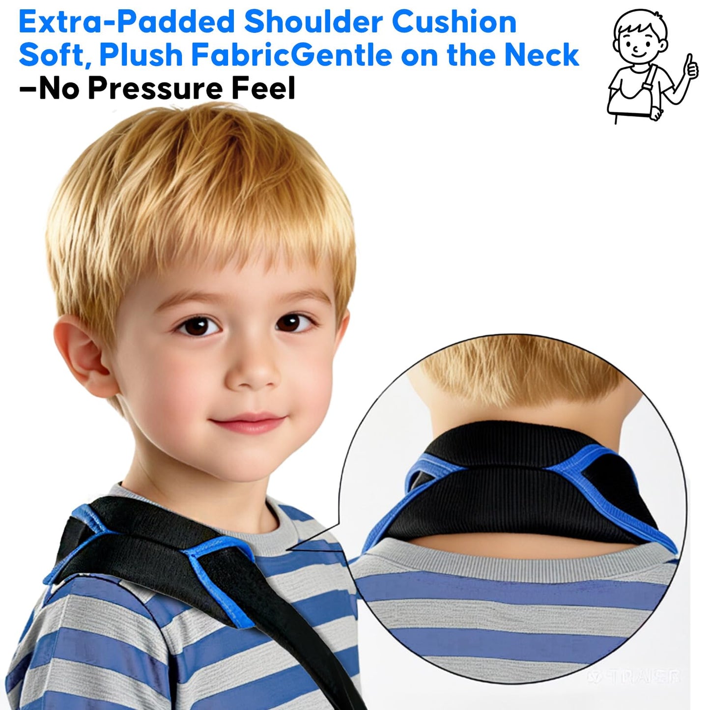 FELICITDR Child Arm Sling: Dual Steel Plate Support for Enhanced Stability & Safety, Breathable Mesh & Soft Sponge Lining, Skin-Friendly, Ergonomic Design for Kids, Prevents Circulation Issues