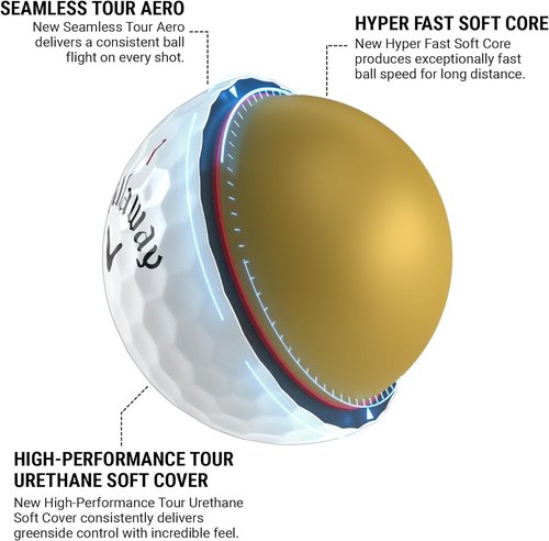 Callaway Golf Chrome Tour Golf Balls - Premium Performance | Enhanced Distance & Control