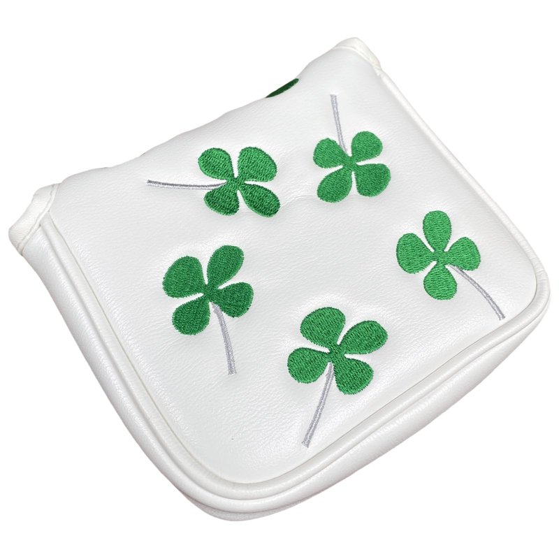 Square Mallet Putter Headcover Head Cover, Golf Putter Covers Magnetic Closure Lucky Clover Design Golf Club Covers, Waterproof PU Leather Golf Putter Cover for Men and Women