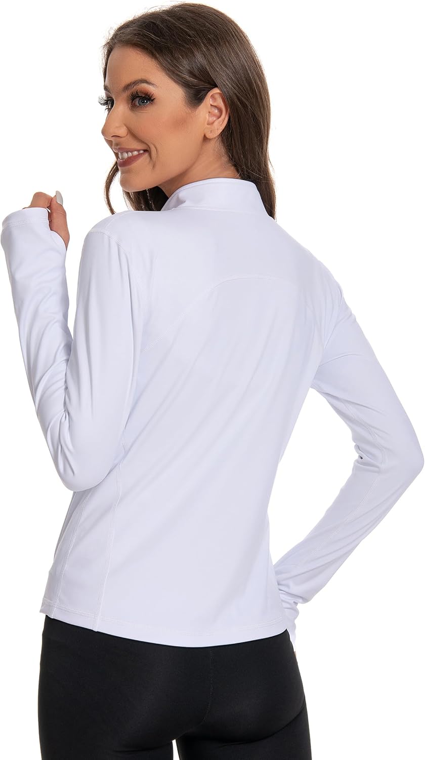 Skiennix Women's Athletic Full Zip Jacket - Lightweight Slim Fit Yoga Jacket with Pockets & Thumb Holes