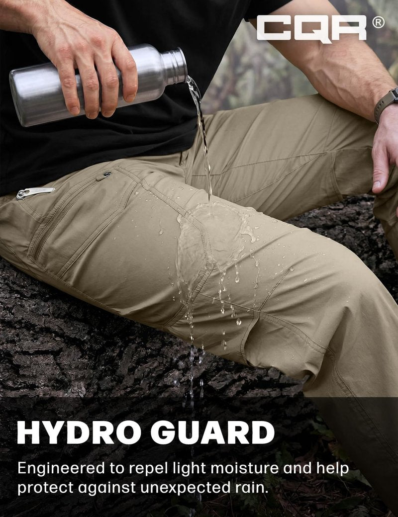 CQR Men's Quick Dry Tactical Pants, Water Resistant Outdoor Pants, Lightweight Stretch Cargo Work Hiking Pants, Runyon Cargo Pants Sandstorm, 36W x 30L