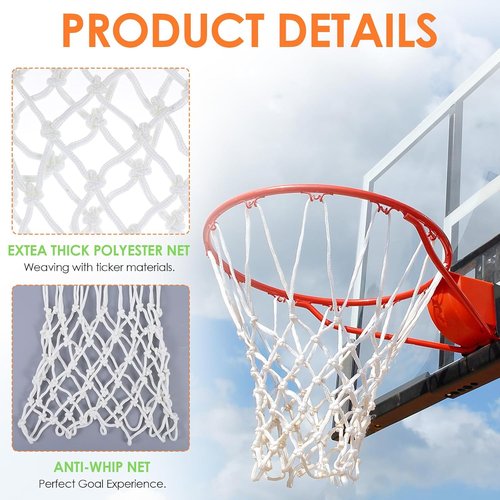 Glow Basketball Net - Heavy Duty Luminous Replacement Net for Outdoor Sports | 12 Loops, All-Weather Nylon (White)