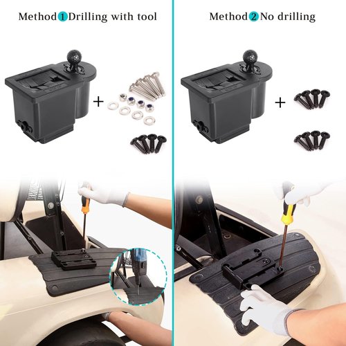 10L0L Golf Cart Ball Washer and Club Head Cleaner Kit Universal for Yamaha, EZGO, Club Car, Star EV, with Detachable Bracket- Black