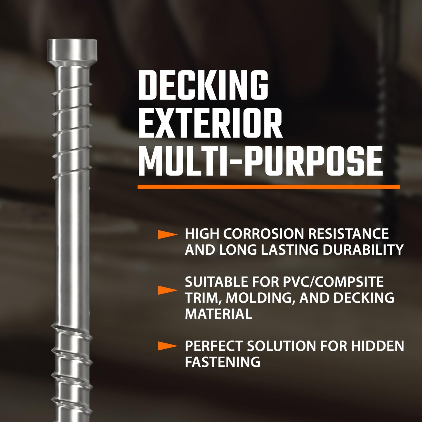 FM FastenMon Composite Trim Screws, #8 x 2” Stainless Steel 304, 450pcs, Hidden Fastener for PVC & Wood, Outdoor Deck, & Exterior, Rust-Resistant, T-10 Star Drive, 2.8lbs