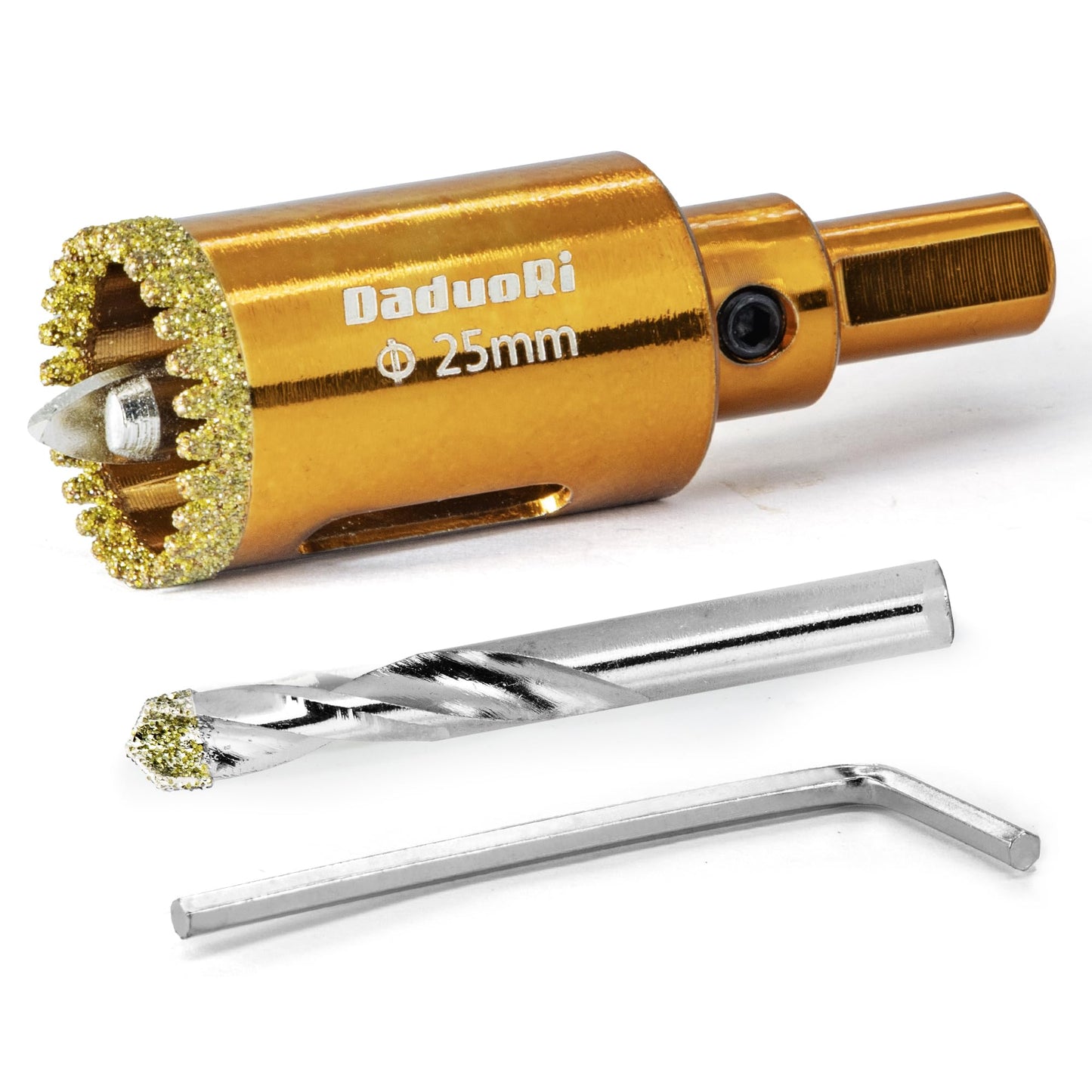 DaduoRi 1" Serrated Diamond Hole Saw with 2Pcs Removable Pilot Bits, Easy-Align for Precise Drilling in Porcelain, Ceramic Tile, Granite, and Marble (1 inch Granite Drill Bit)