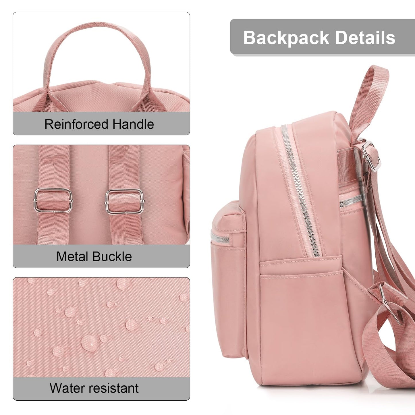 Etercycle Mini Backpack Purse for women, Small Backpack Purse, Shoulder Bag for Travel (Pink)