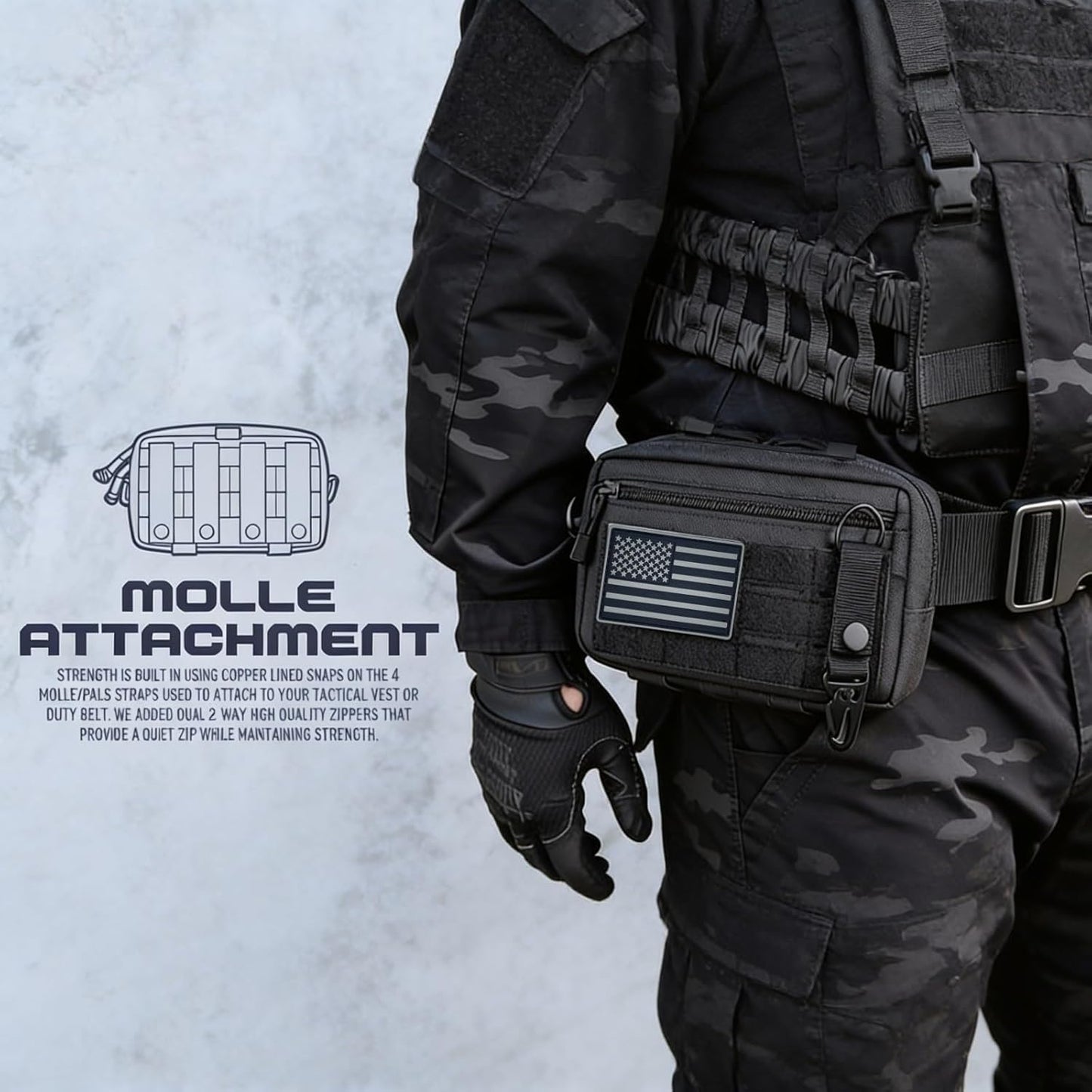 Skiennix Tactical Molle Pouch - Utility EDC Tool Holder with US Flag Patch | Perfect Gift for Dad
