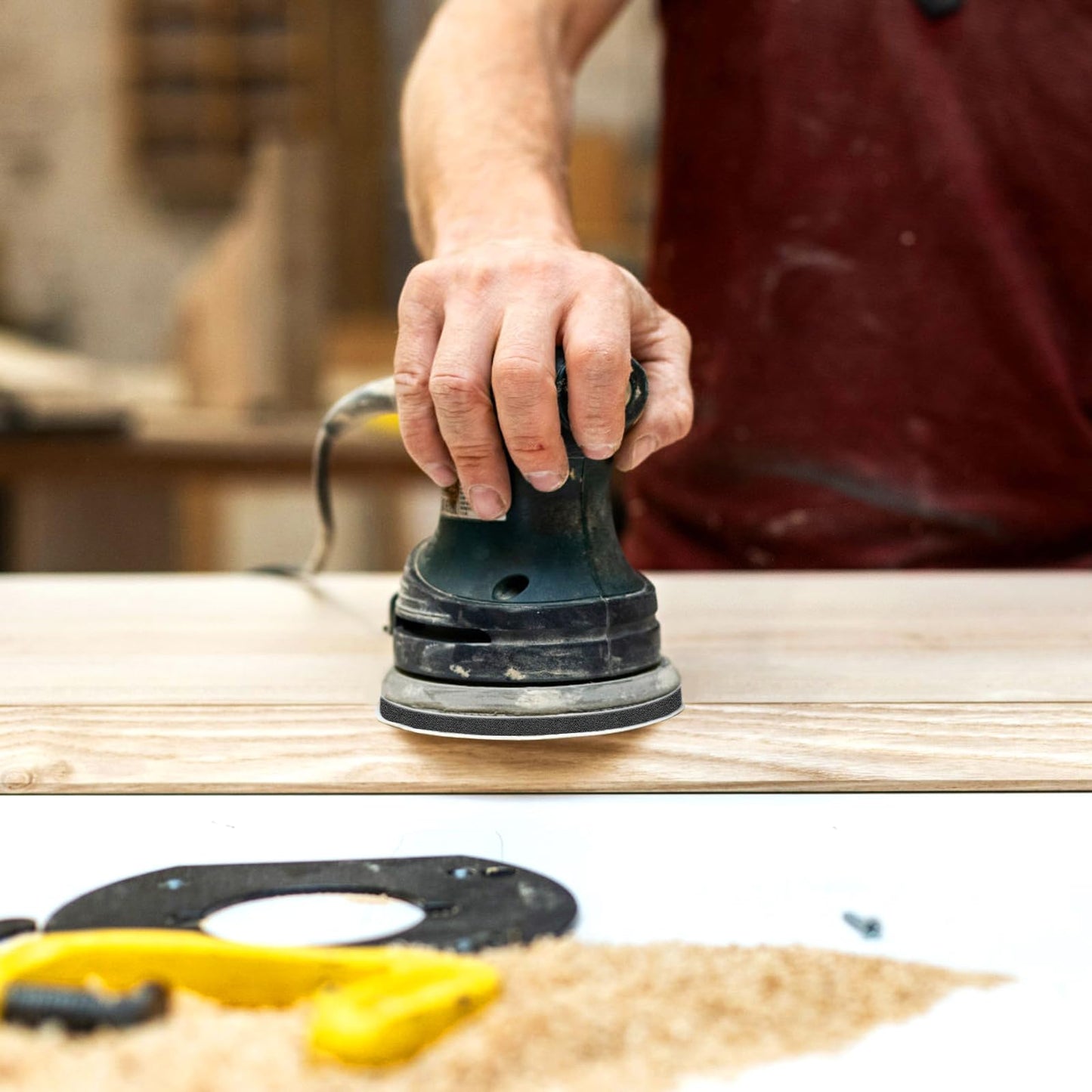 Pukamam 4 Pcs 5 Inch Foam Sponge Sanding Pads 8 Hole Hook and Loop Interface Pads for Random Orbital Sander