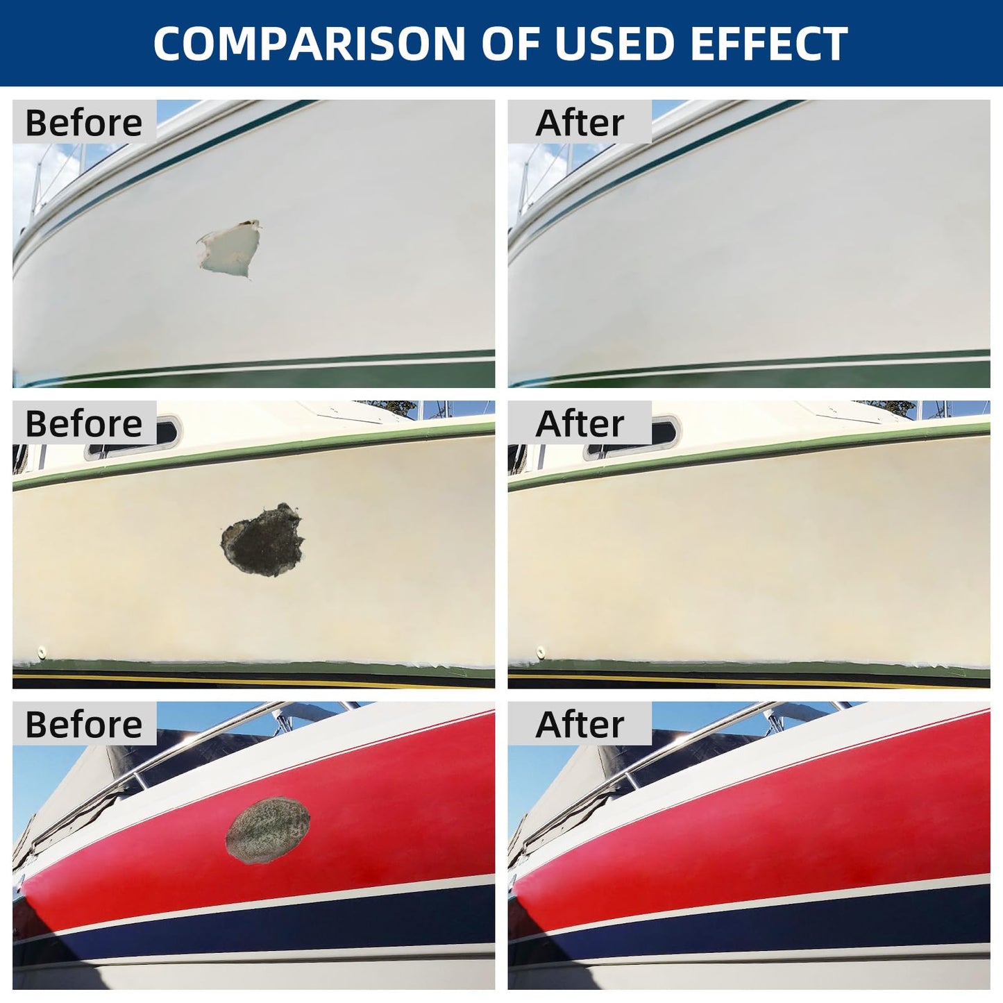FENFANDAS Fiberglass Boat Repair Kit, Marine Fiberglass Repair Kit for Boats, Gel Coat Repair Kit for Boats, Epoxy Filler for Boats, Fiberglass Repair Kit Fix Holes Chips Pits Cracks (Color Match)