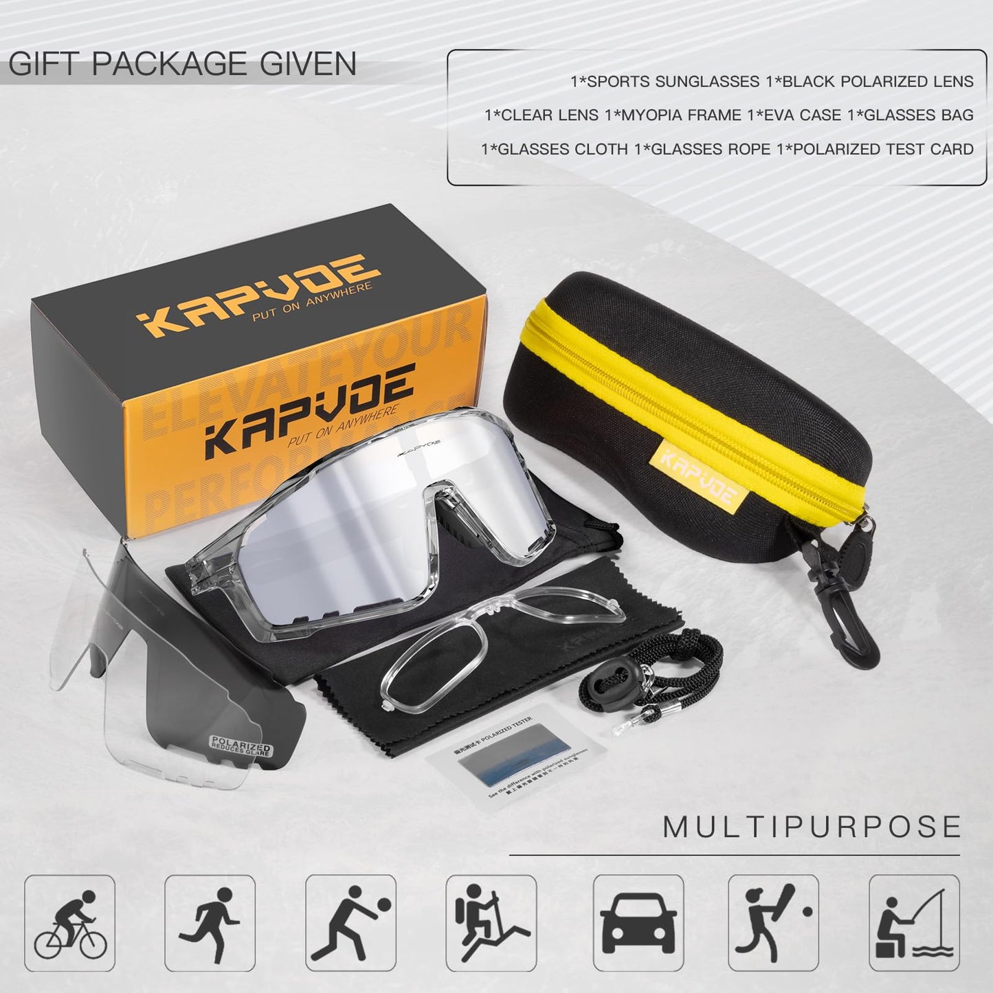 KAPVOE Polarized Cycling Glasses for Men Women Mountain Bike Sunglasses MTB Glasses TR90 Sport Sunglasses UV400 Protection Biking Bicycle Riding Running Triathlon Baseball Golf Cycle Goggles Silver