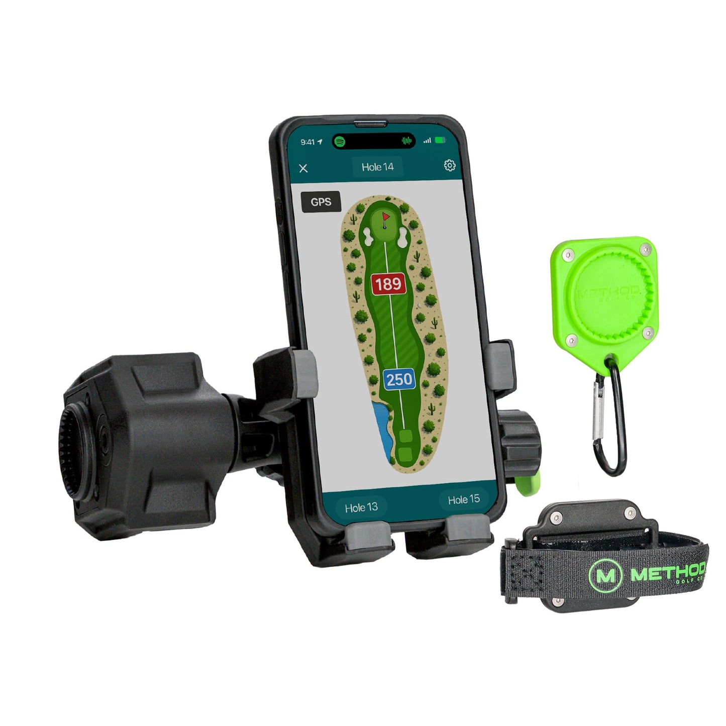 Method Golf RiderStack Magnetic Golf Cart Phone Holder – Heavy Duty Magnet Mount for iPhones & Android with Magnetic Rangefinder Strap- Magnetic Phone Holder Compatible with EZGO, Club Car & Yamaha