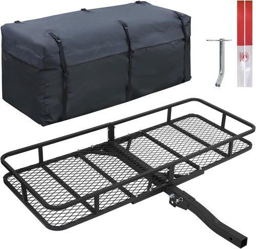 Leader Accessories Trailer Hitch Cargo Carrier - Folding Vehicle Rack with Bag | 60"x24"x6", 500 lbs Capacity