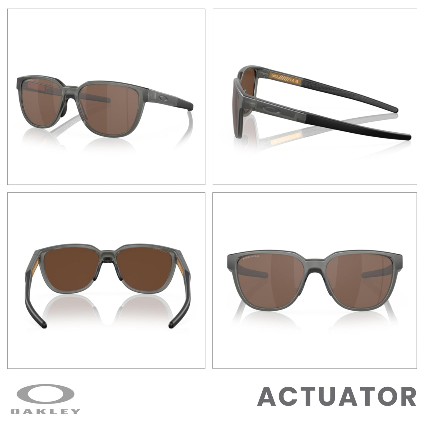 Oakley Actuator OO9250 925003 57MM Matte Grey Smoke/Prizm Tungsten Rectangular Sunglasses for Men+ Bundle Accessory Leash Kit, Microfiber Pouch