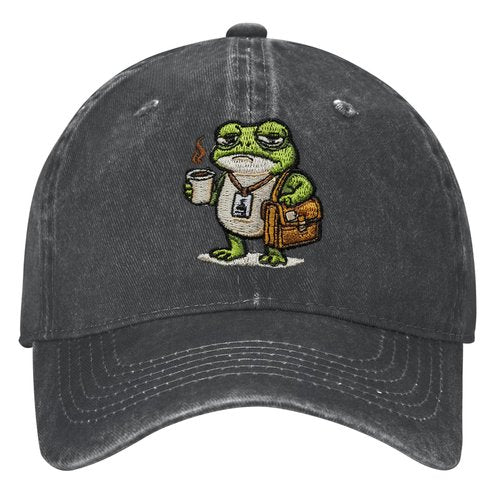 DEKIFNHG Tired Frog Baseball Cap for Men Women, Funny Adjustable Cotton Embroidered Dad Hat