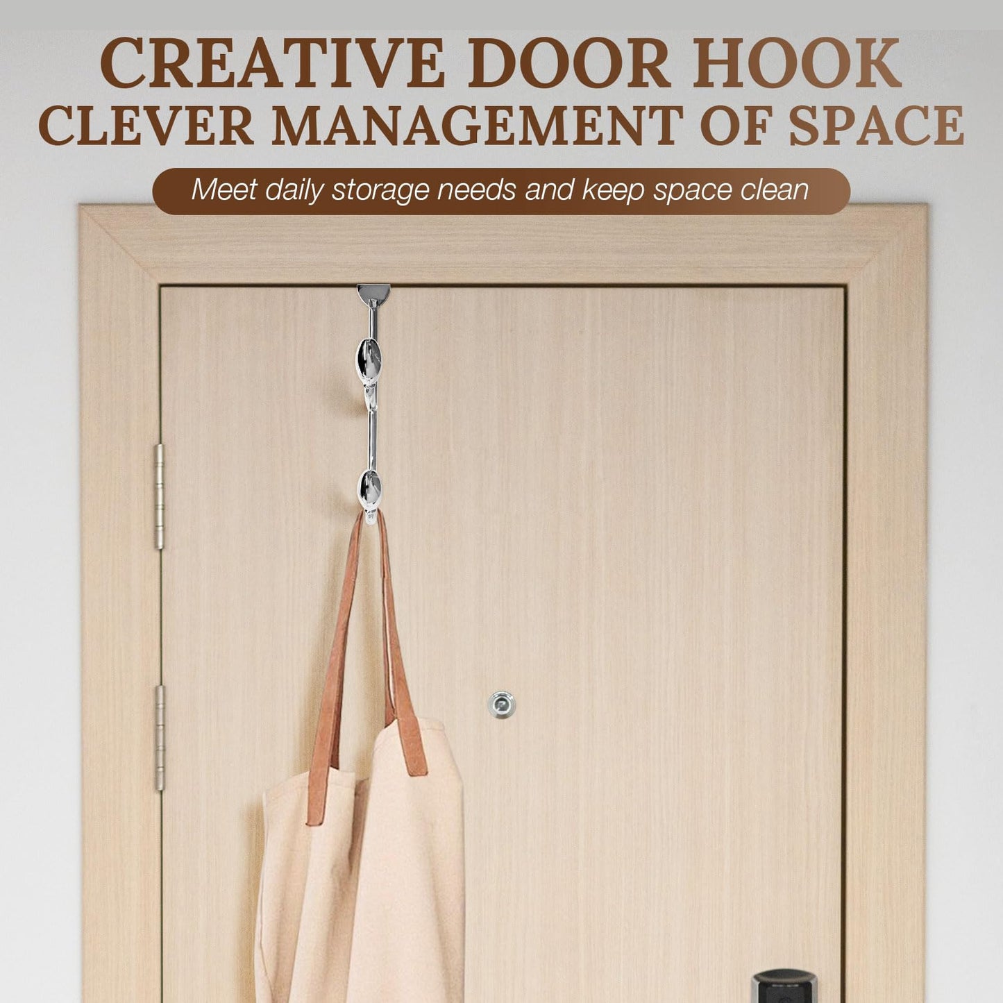 FantasHome Traditional Over The Door Double Hooks, Organizer for Hanging Coats, Hats, Towels, Purses in Bedroom, Bathroom, Laundry Room and More - Silver