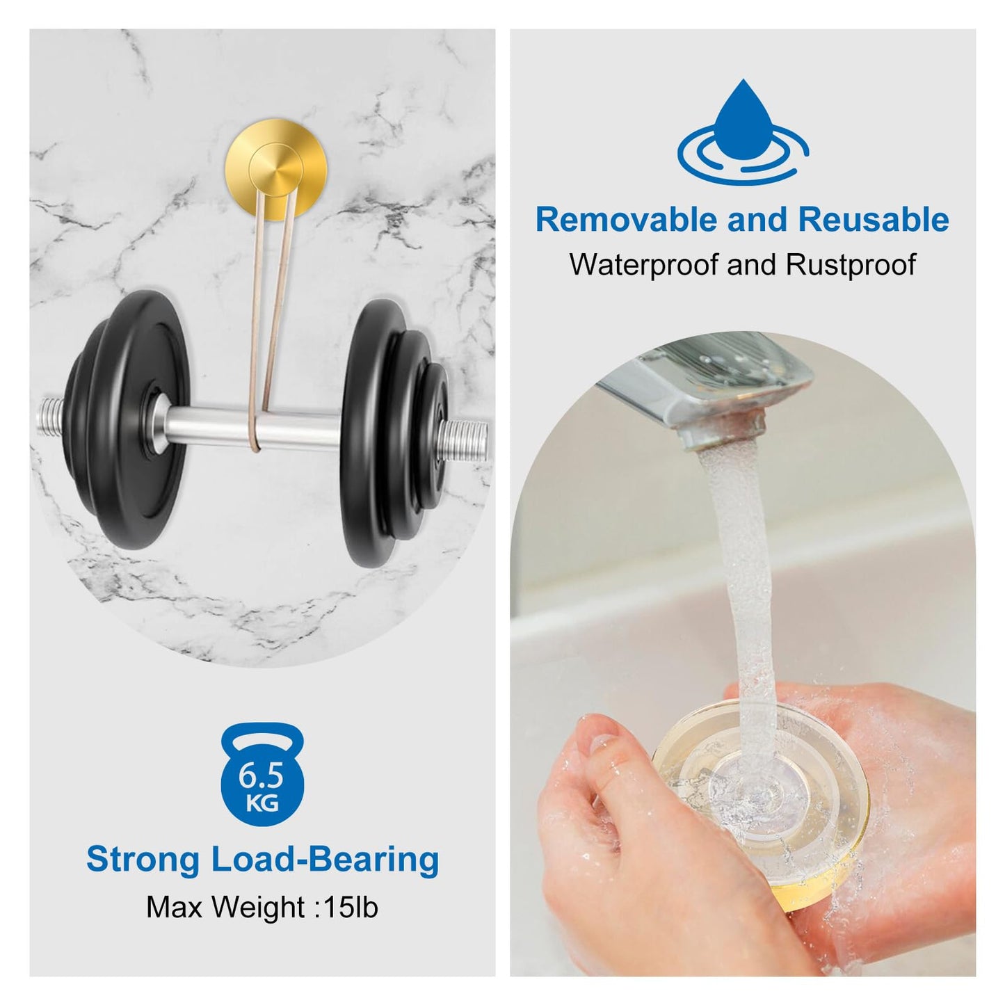 EASETROL Gold Suction Cup Hooks for Shower, Heavy Duty Wreaths Hangers for Glass Door Window, Bathroom Towel Robe Suction Cup Hook, No Drill Holder on Smooth Wall, Mirror, Tile for Home (2, Gold)