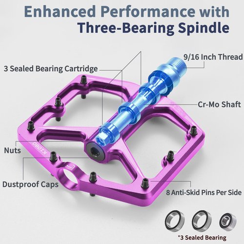 SOFRON MTB Bike Pedals, Lightweight Bicycle Pedals for BMX/MTB -Universal Lightweight Aluminum Alloy Platform Pedal, Purple