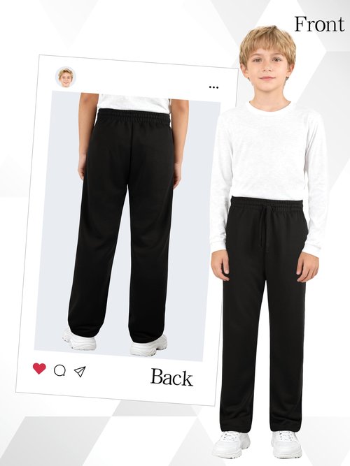 Aocku 4 Pack Boys Sweatpants Boys Athletic Joggers Pants Kids Youth Open Bottom Pants with Pockets Drawstring