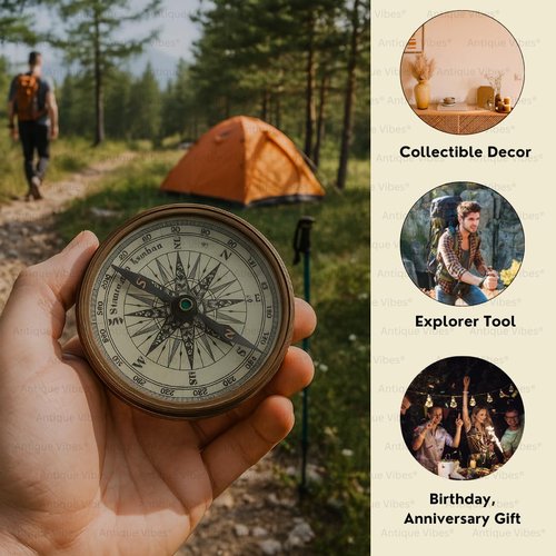 Brass Compass, Robert Frost Poem, Hiking Survival Navigation Tool, Decorative Collectible Gift to Son from Mom, Dad, Son Compass Gifts for Wedding, Anniversary, Baptism,