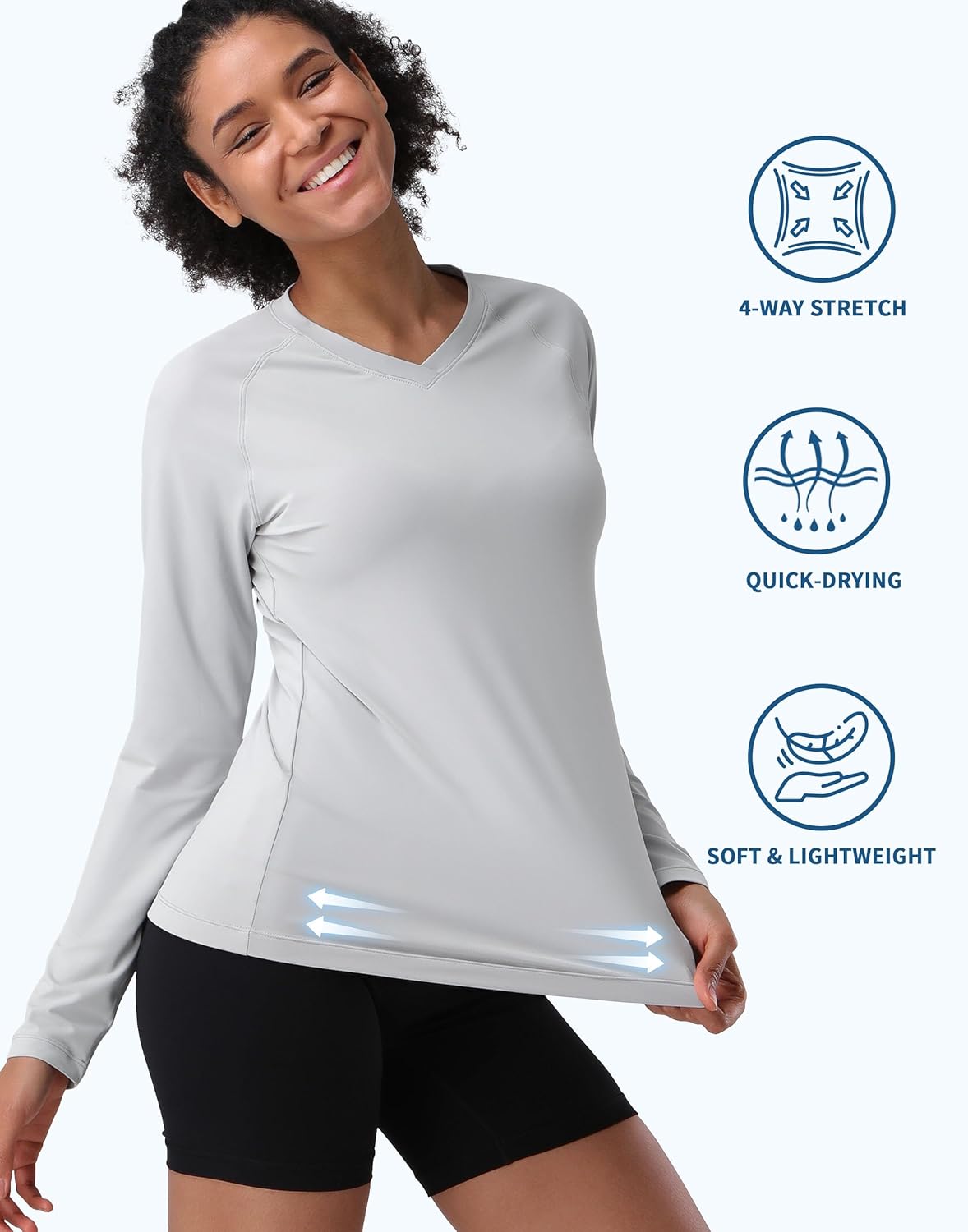 Pioneer Camp Women's UV Protection Shirt - SPF 50+ Long Sleeve V-Neck Quick Dry Workout Top
