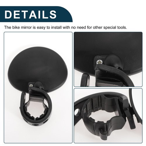 TUCKBOLD Bike Rearview Mirror 9.5x6.8cm Adjustable | Front Handlebar Bike Mirror Black for Bicycle Mountain Road Bike 1 Pcs
