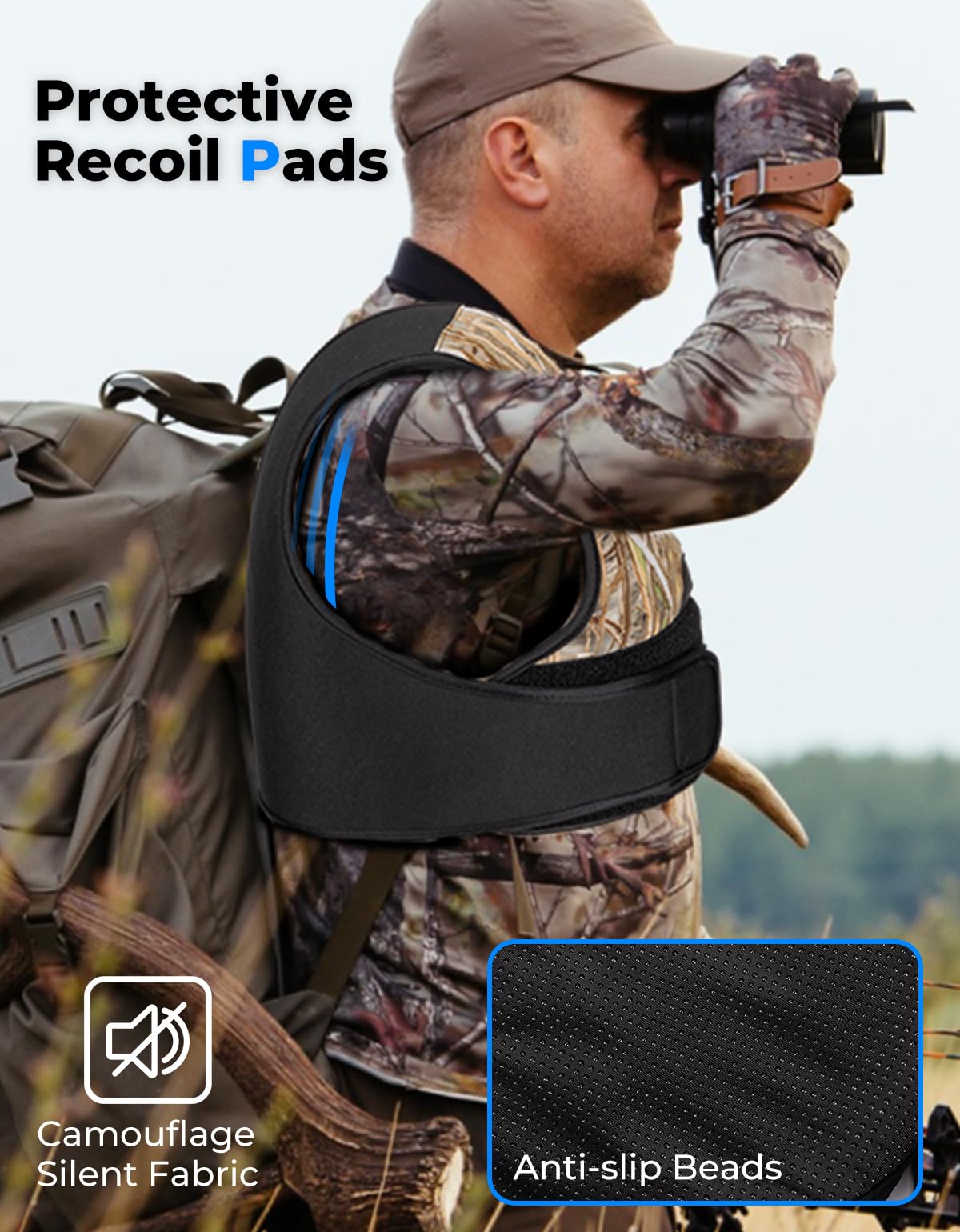 KEMIMOTO Hunting Cushion Shoulder Pads Recoil Shields with Adjustable Strap Camouflage Silent Fabric