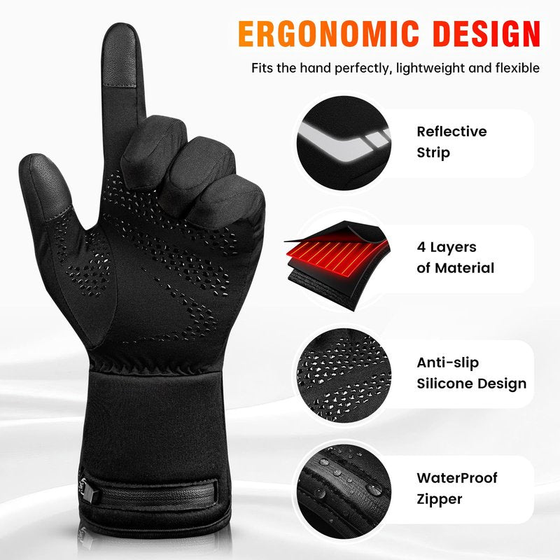 WASOTO Heated Glove Liners for Men Women 7.4V Battery 22.2WH Thin Gloves Electric Rechargeable Touchscreen Heated Work Gloves for Camping Hunting Fishing Hiking Running Driving Arthritis Raynaud(M)