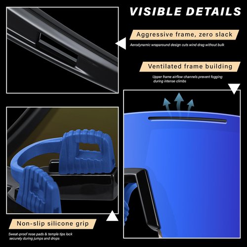 DioKiw 4PACK Polarized Sport Sunglasses for Men UV Protection Cycling Fishing Sun Glasses Big Frame Mountain Bike Goggles
