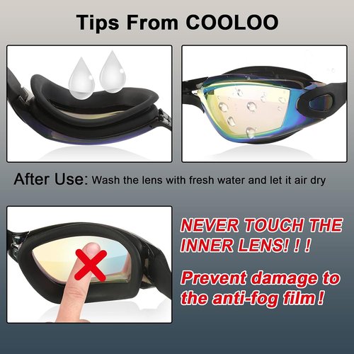 COOLOO Swim Goggles - Anti-Fog, UV Protection, No Leak Design | 2-Pack for Adults & Kids