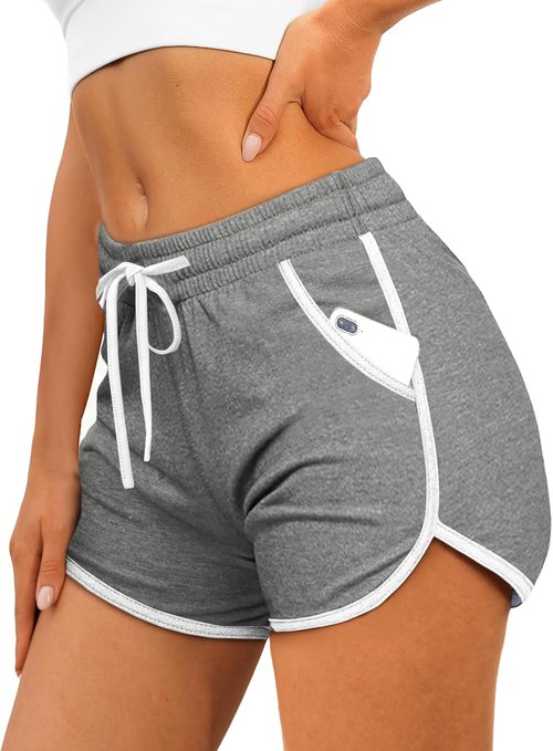 Aloodor Women's Athletic Running Shorts - Comfortable Dolphin Style with Pockets & Drawstring