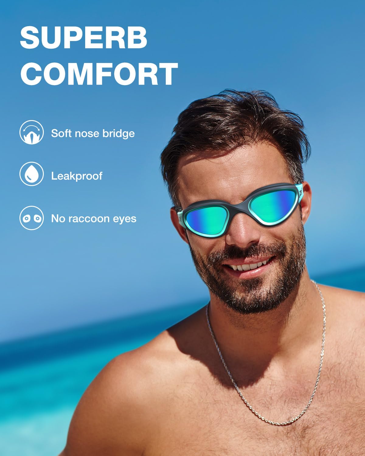 ZIONOR Swim Goggles, G1 MAX Polarized Anti-fog Swimming Goggles for Men Women Adult, UV Protection Leakproof Easy Adjustable Strap for Indoor Outdoor Swimming (Polarized + Gold)