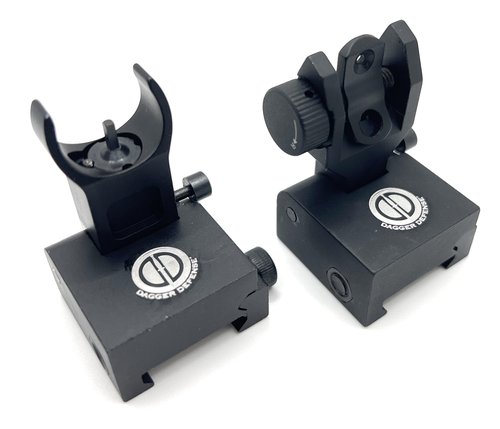 Dagger Defense- BUIS Classic Style flip up Iron Sights for Back up Optic Solutions (Crescent, Black)
