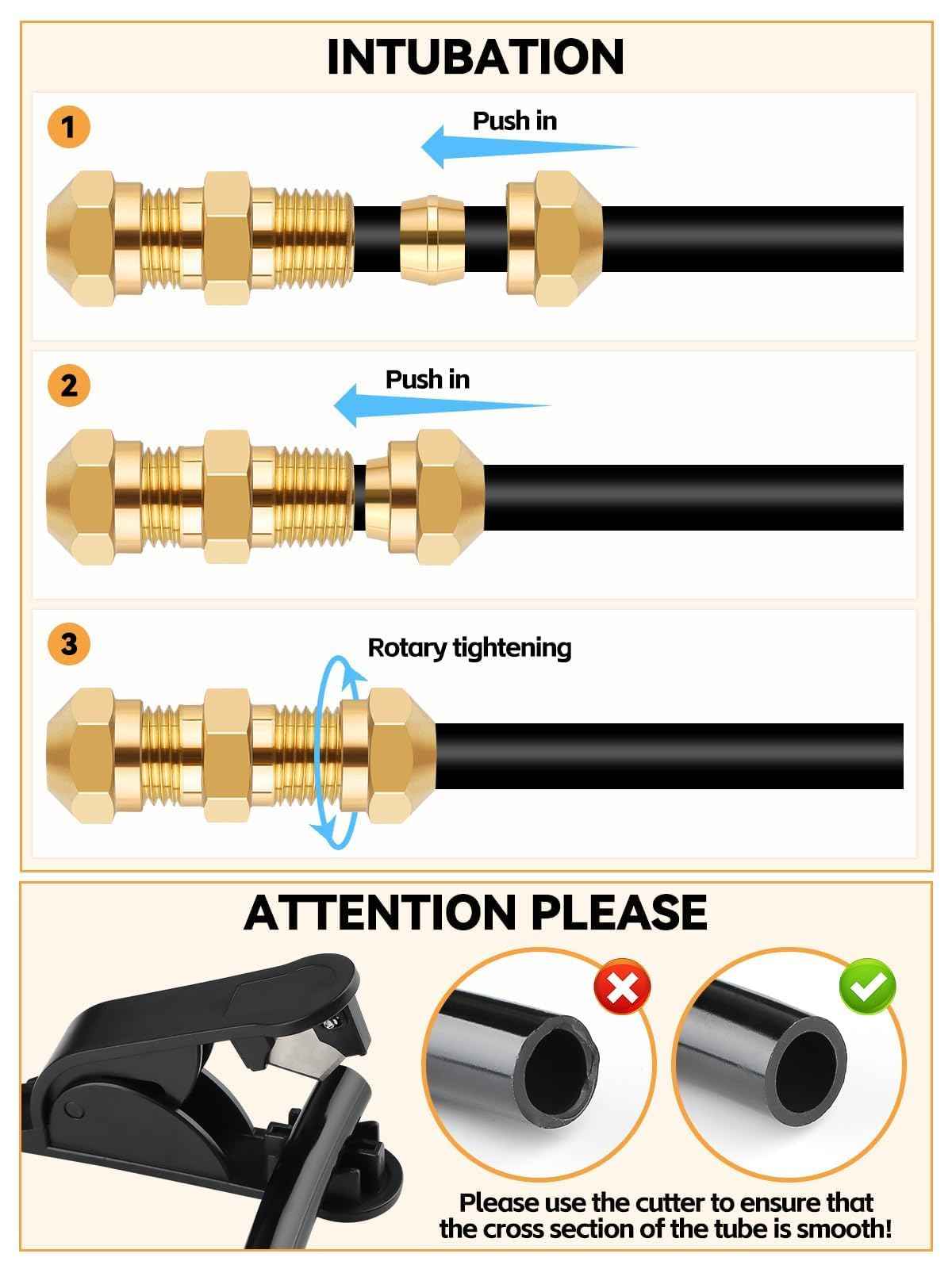 100PCS Brass DOT Air Line Fittings, Kalolary NPT Brass Hose Fitting for 1/4" 1/8" 3/8" 1/2" Push To Connect Fittings with NPT Threads Brake Line Fitting Repair Kit for Industrial Air System