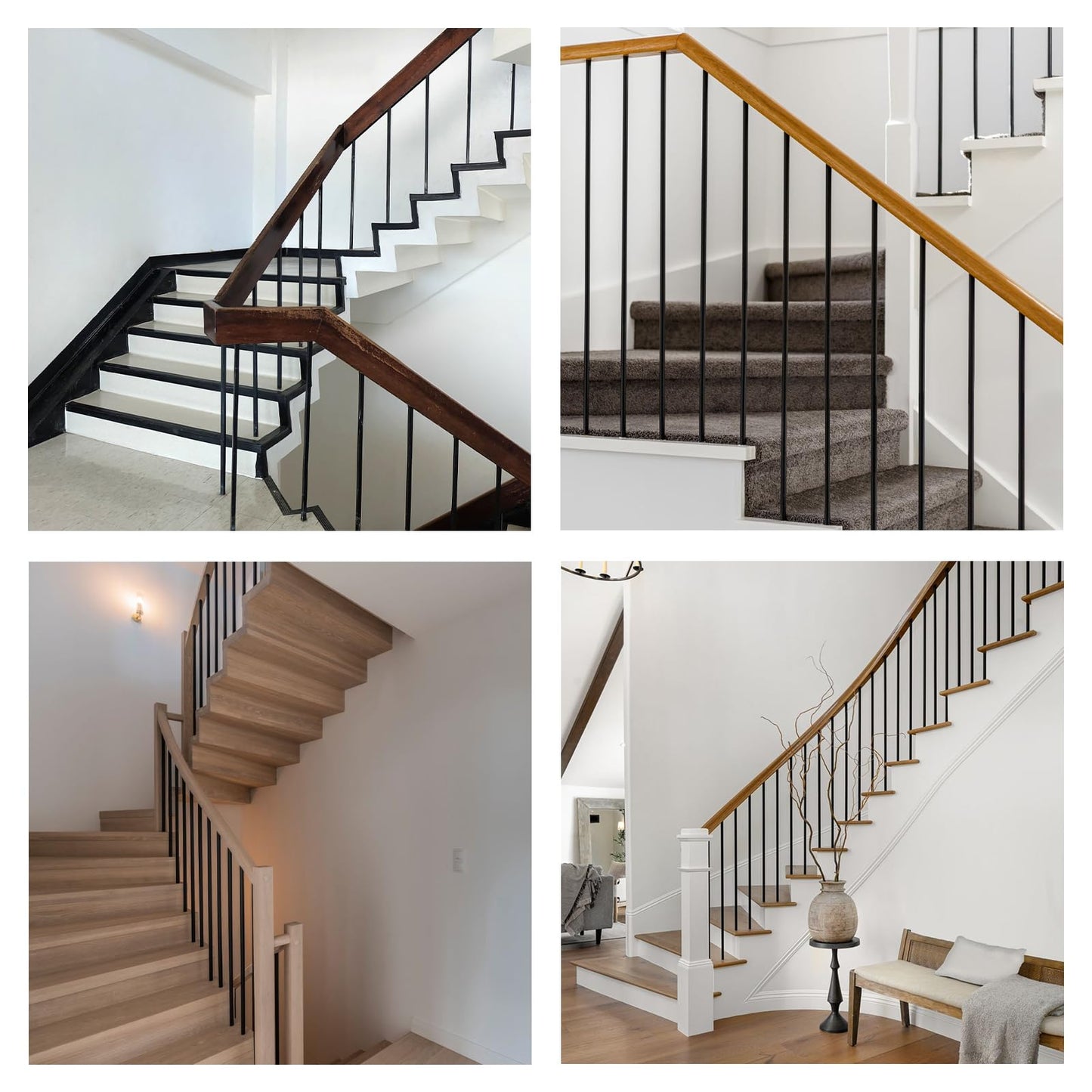 20Pack Wrought Iron Plain Balusters 1/2 Inch x 44 Inch Square Stairs Baluster Deck Balusters Plain Bar Balusters Iron Stairing Balusters Hollow Satins for Indoor Stairs Black