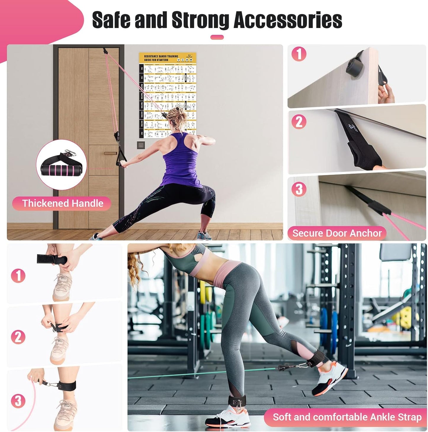 Skiennix Resistance Bands - 5-Level Workout Bands with Handles for Women | Ideal for Yoga & Pilates