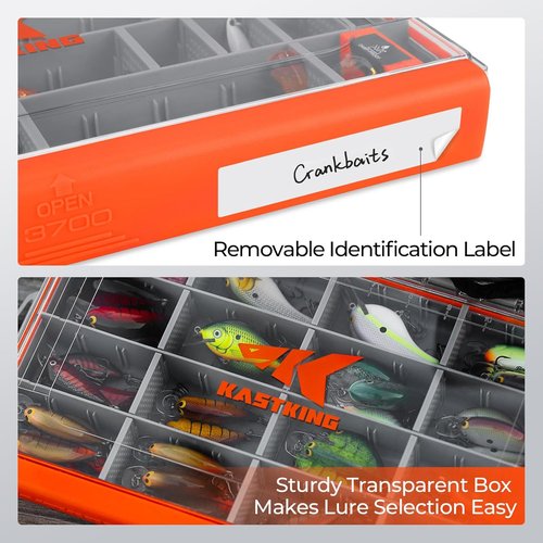 KastKing HyperSeal Waterproof Tackle Box - 3600 & 3700 Size with Removable Dividers for Organized Fishing Storage