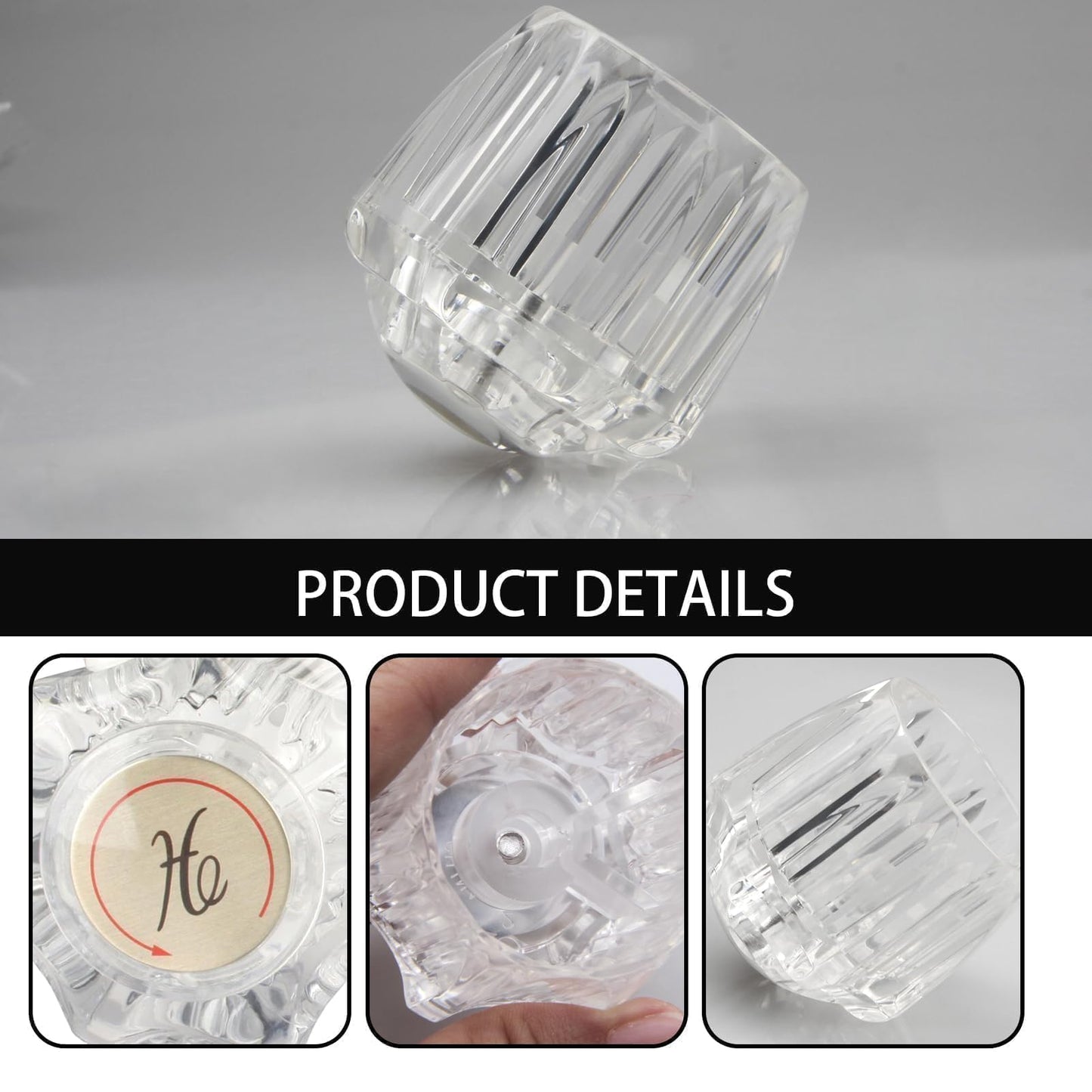 2 Pcs Bathtub Faucet Handles Shower Knobs Replacement Hot and Cold Bathroom Sink Faucet Knob Replacement with Screws Inner Hole Diameter of 8mm Compatible with Delta/LDR/Delex/Peerless Faucets, Gold