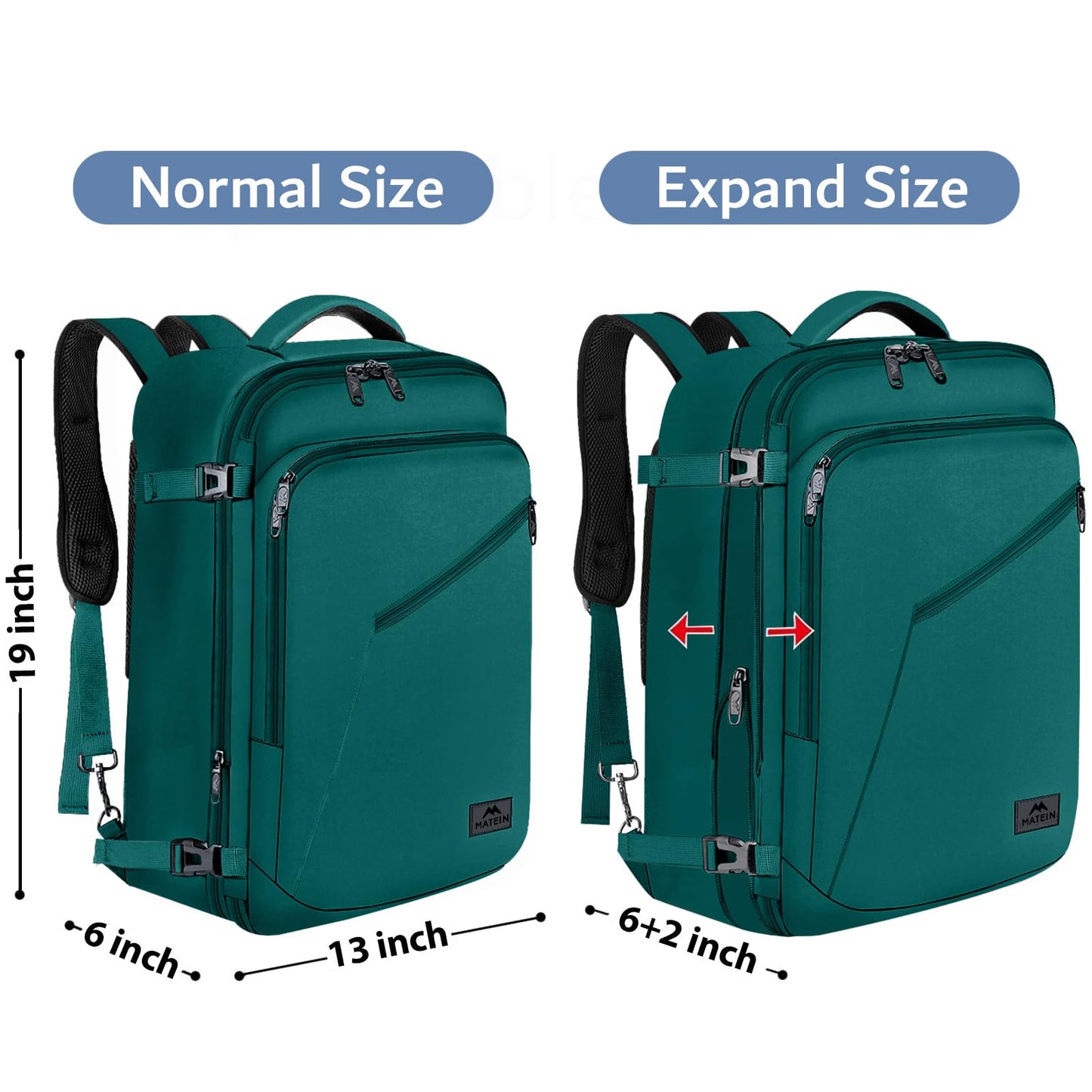 MATEIN Travel Backpack for Men Women, Carry on Backpack for Airplanes, Simple Daypack with Trolley Sleeve, Gifts for International Travelers, 35L, Peacock Blue