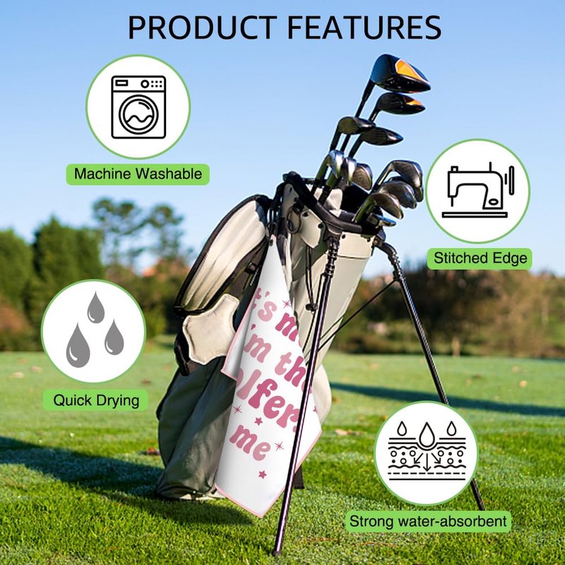 WUUCKOO It's me Hi I'm the Golfer Printed Pink Golf Towel, Funny Golf Towel for Golf Bag with Clip, Xmas Birthday Gifts for Golfer Golf Lover, Golf Gifts for Lady, Ladies Golf Towel, Women Golf Towel